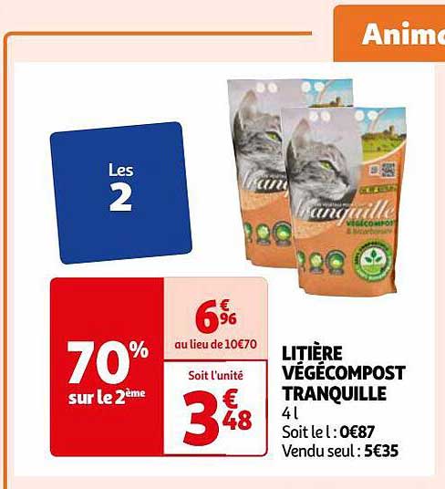 Litière Végécompost Tranquille 70% Sur Le 2ème