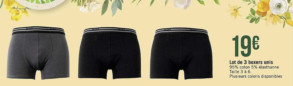 Lot De 3 Boxers Unis