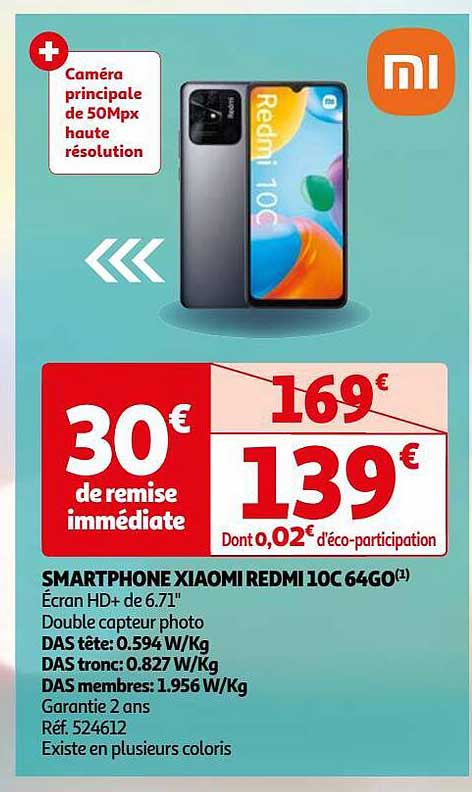 smartphone xiaomi redmi 10c 64go