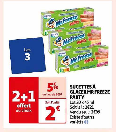 sucettes à glacer mr freeze party 2+1offert au choix