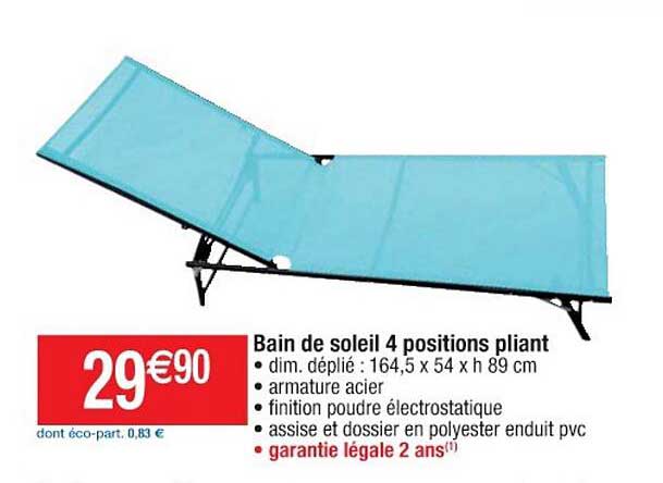 Bain De Soleil 4 Positions Pliant