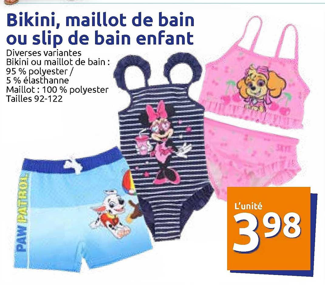 Bikini, Maillot De Bain Ou Slip De Bain Enfant