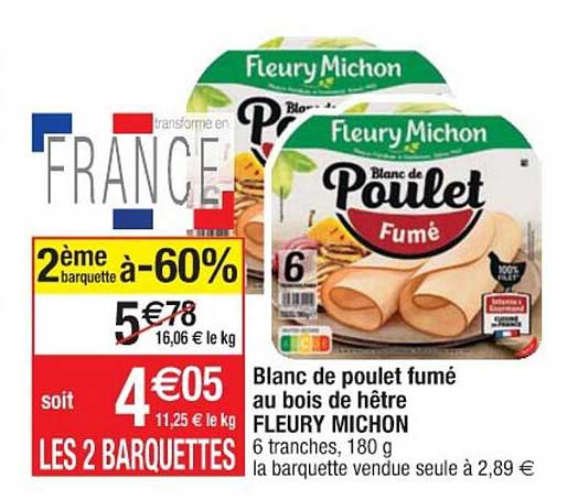 blanc de poulet fumé au bois de hêtre fleury michon