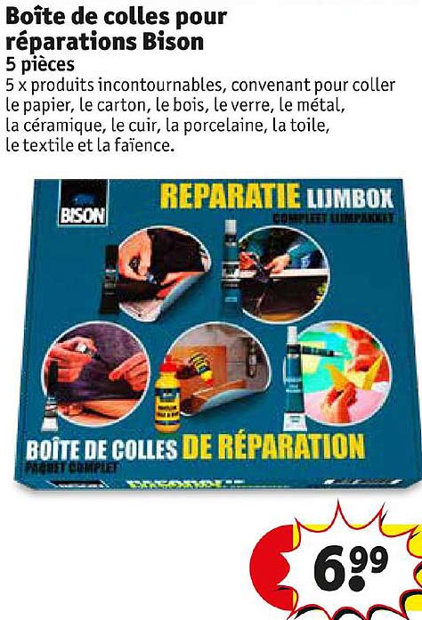 boîte de colles pour réparations bison