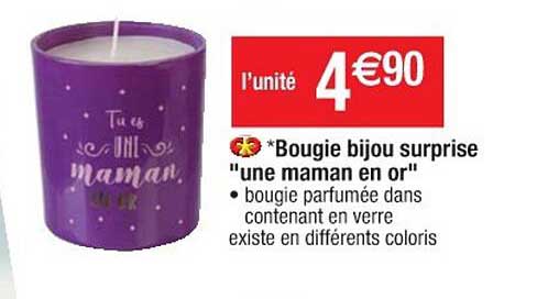bougie bijou surprise "une maman en or"