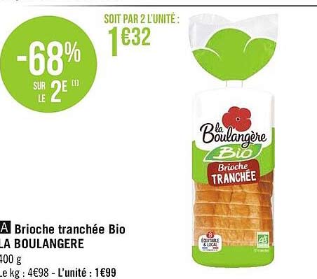 Brioche Tranchée Bio La Boulangère
