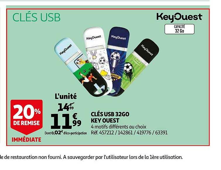 clés usb 32go key ouest 20% de remise immédiate