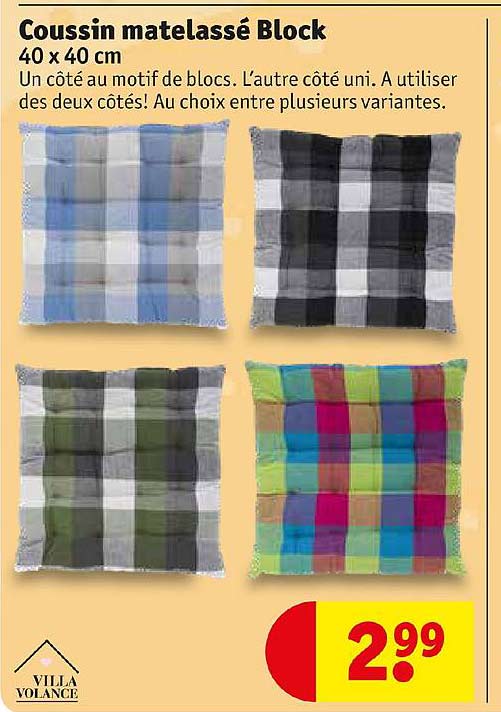 coussin matelassé block