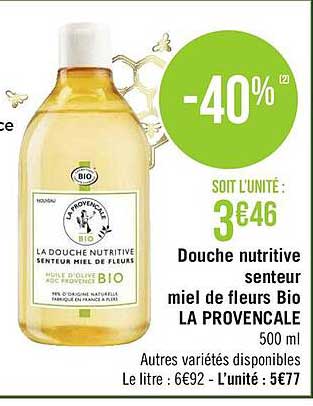 douche nutritive senteur miel de fleurs bio la provencale