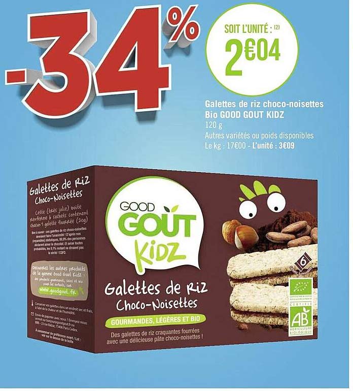 galettes de riz choco-noisettes bio good gout kidz
