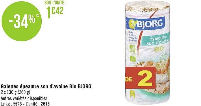 galettes épeautre son d'avoine bio bjorg