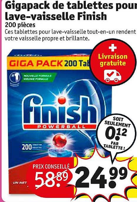gigapack de tablettes pour lave-vaisselle finish