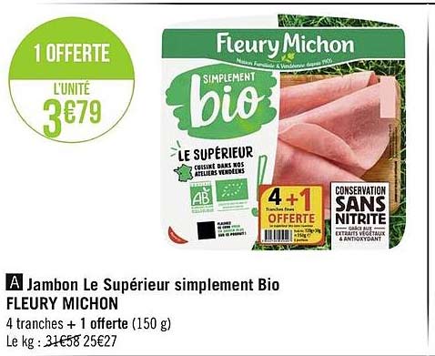 jambon le supérieur simplement bio fleury michon