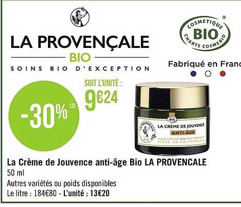 La Crème De Jouvence Anti-âge Bio La Provencale