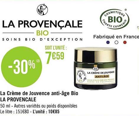 La Crème De Jouvence Anti-âge Bio La Provencale