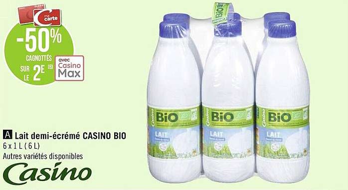 lait demi-écrémé casino bio