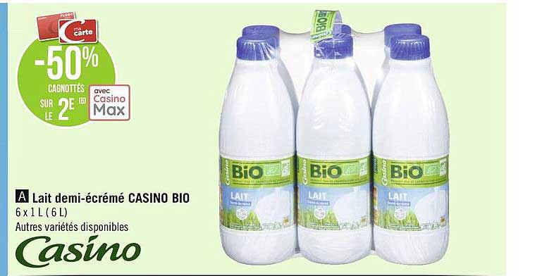 lait demi-écrémé casino bio