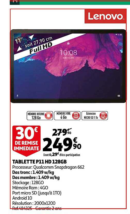 lenovo tablette p11 hd 128gb