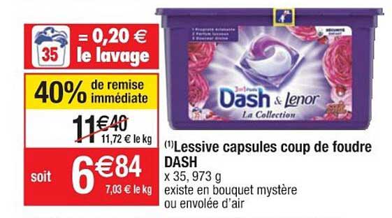 lessive capsules coup de foudre dash