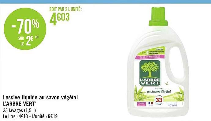 lessive liquide au savon végétal l'arbre vert