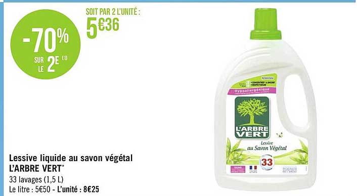 lessive liquide au savon végétal l'arbre vert