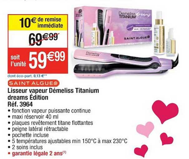 lisseur vapeur démeliss titanium dreams édition saint algue
