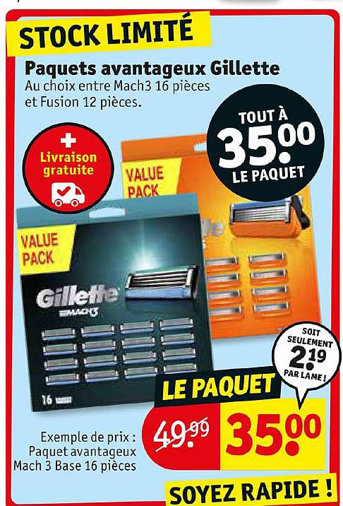 paquets avantageux gillette