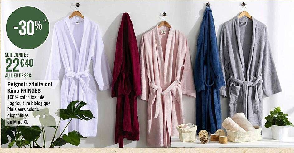 peignoir adulte col kimo fringes