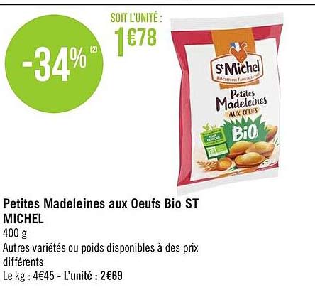 petites madeleines aux oeufs bio st michel