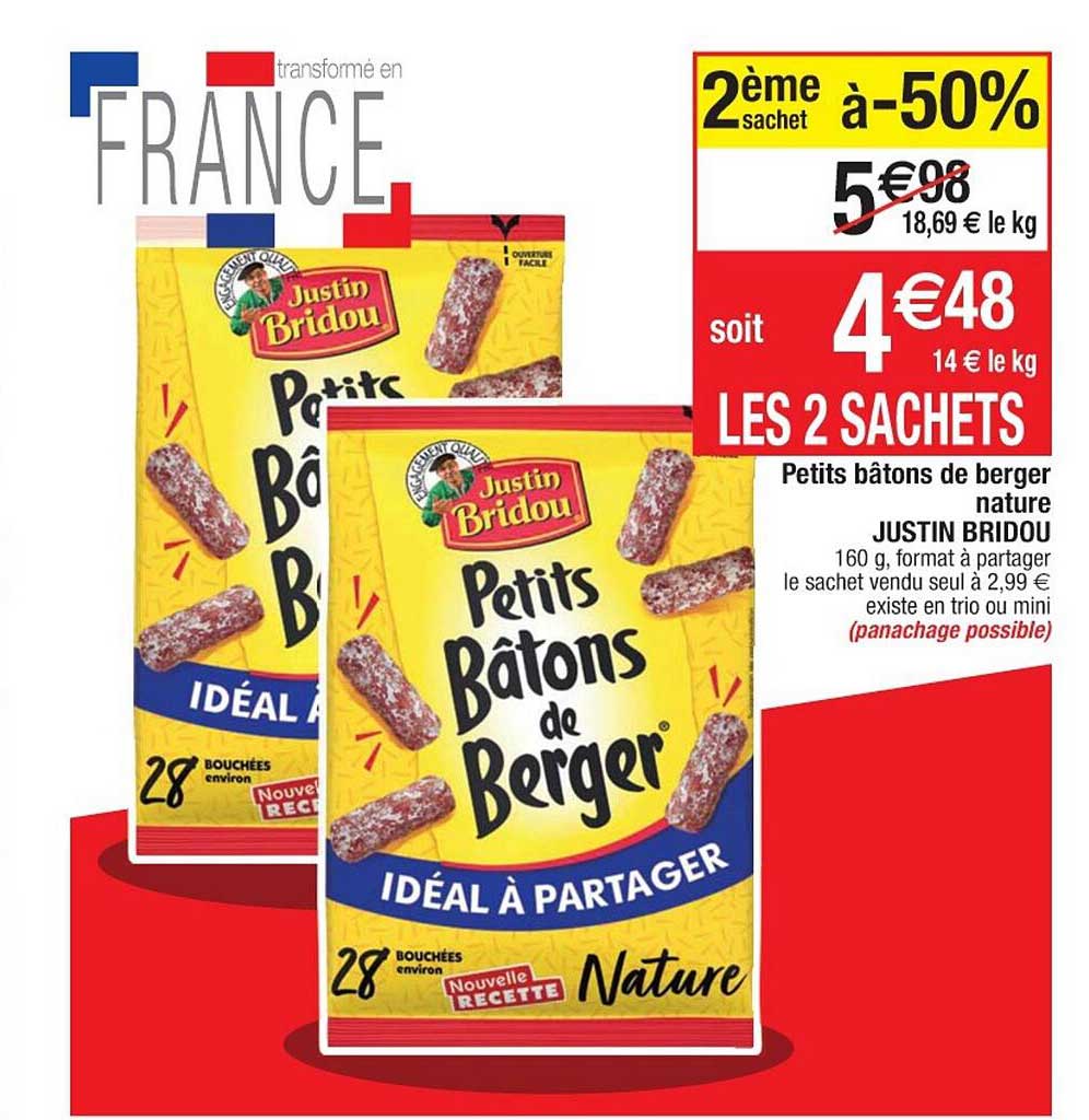 petits bâtons de berger nature justin bridou