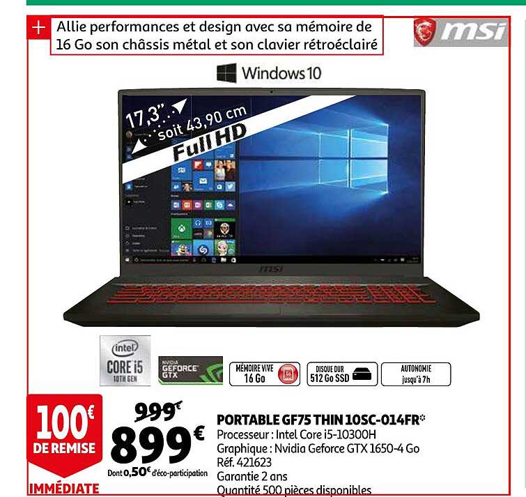 msi portable gf75 thin 10sc-014fr