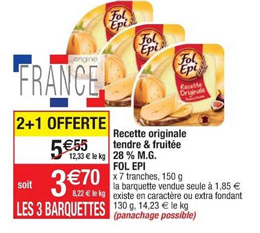 recette originale tendre & fruitée 28% m.g. fol épi