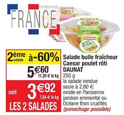Salade Bulle Fraîcheur Caesar Poulet Rôti Daunat
