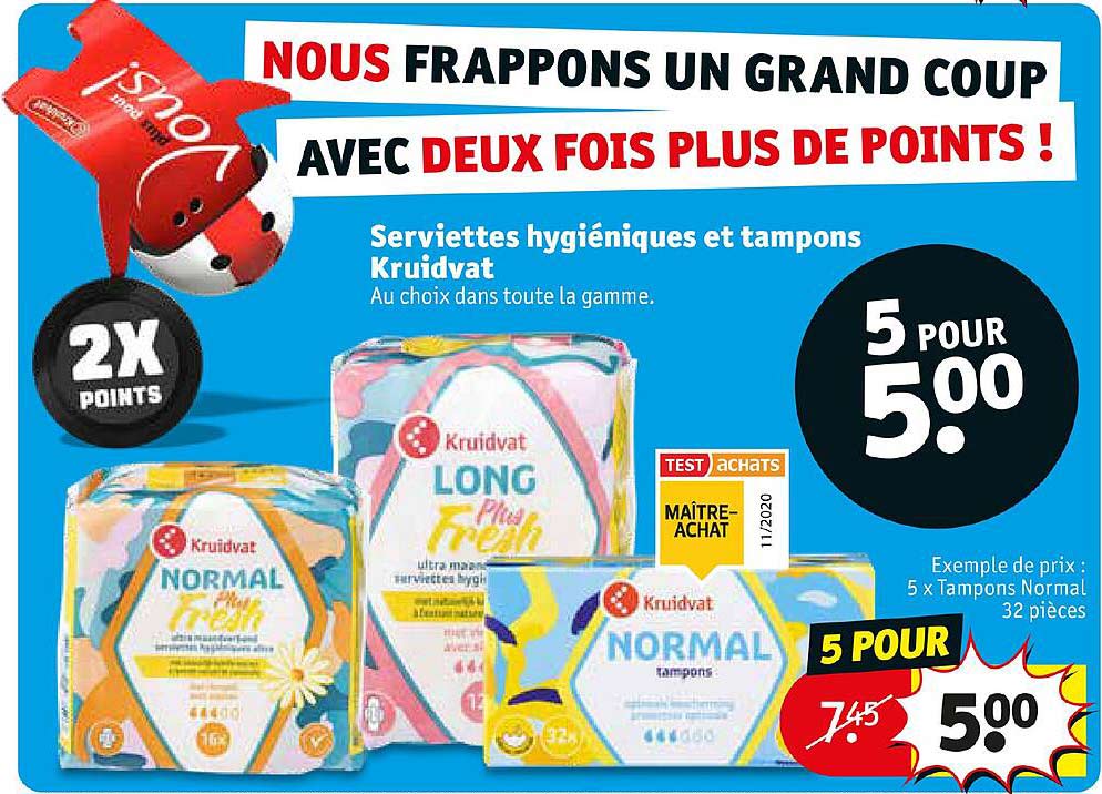 serviettes hygiéniques et tampons kruidvat