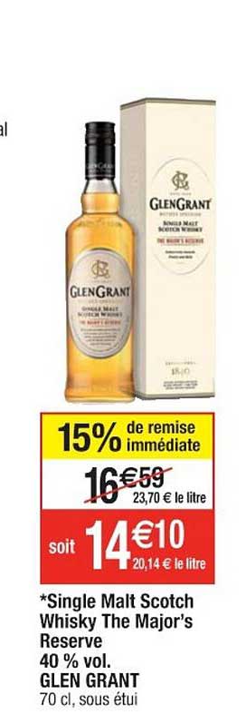 single malt scotch whisky the major's reserve 40% vol. glen grant