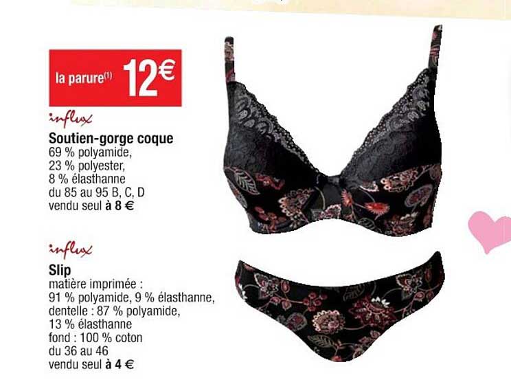 soutien-gorge coque influx, slip influx