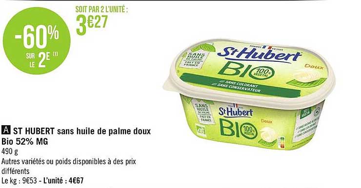 st hubert sans huile de palme doux bio 52% mg