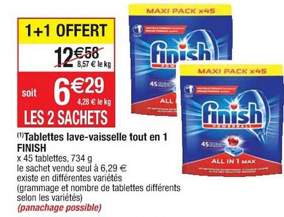 tablettes lave-vaisselle tout en 1 finish
