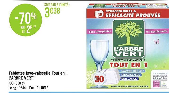 tablettes lave-vaisselle tout en 1 l'arbre vert