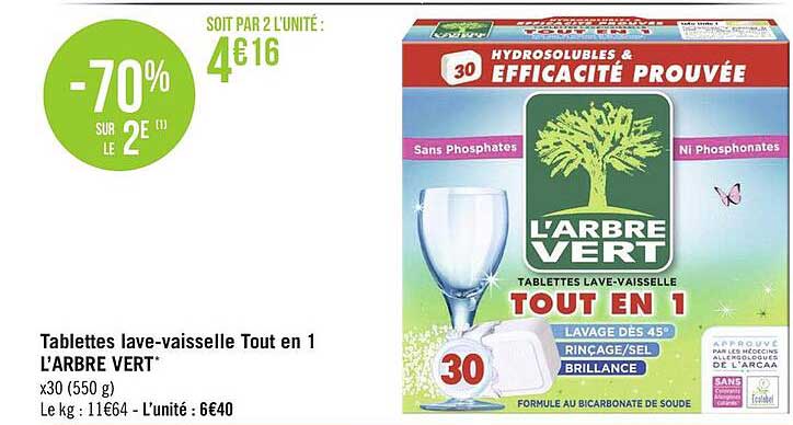 tablettes lave-vaisselle tout en 1 l'arbre vert