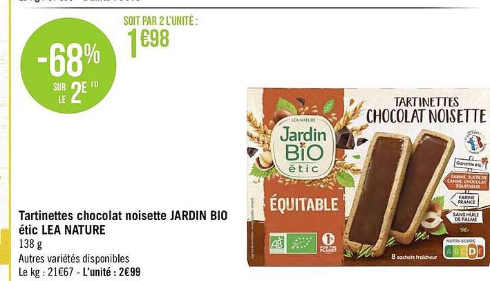 tartinettes chocolat noisette jardin bio étic léa nature