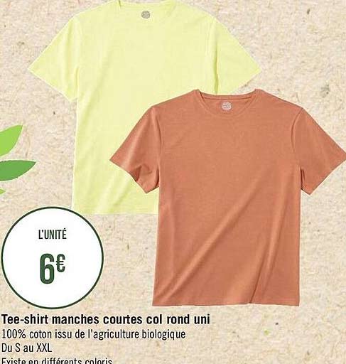 tee-shirt manches courtes col rond uni