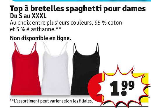 top à bretelles spaghetti pour dames