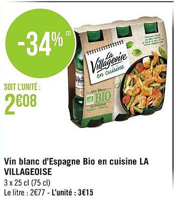 vin blanc d'espagne bio en cuisine la villageoise