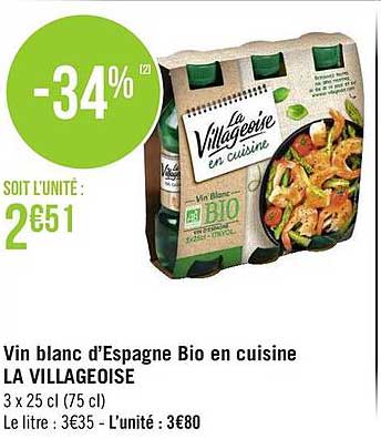 vin blanc d'espagne bio en cuisine  la villageoise