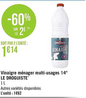vinaigre ménager multi-usages 14° le droguiste