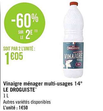 vinaigre ménager multi-usages 14° le droguiste