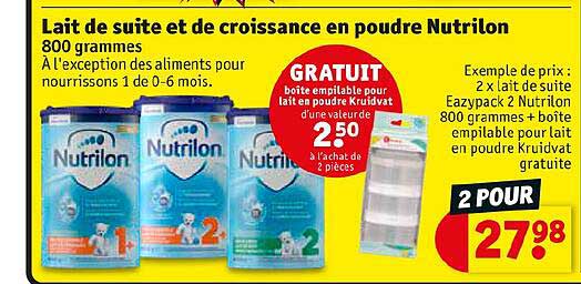 lait de suite et de croissance en poudre nutrilon