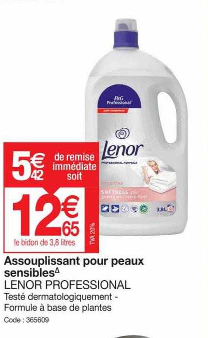assouplissant pour peaux sensibles lenor professional