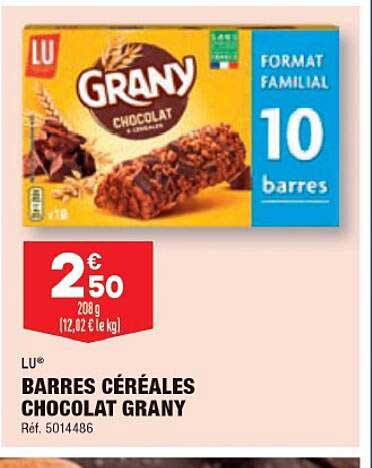 barres céréales chocolat grany lu